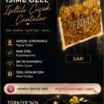Işıltılı isme özel çiçek çantaları SARI