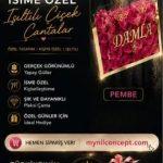 Işıltılı isme özel çiçek çantaları PEMBE