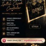 Işıltılı isme özel çiçek çantaları SİYAH